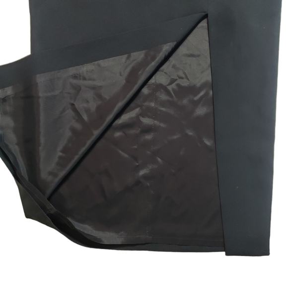 Vintage Black Maxi Dress Size 6 Embroidered Sheer Cut-Out Waist Front Slit 80s - Picture 10 of 16